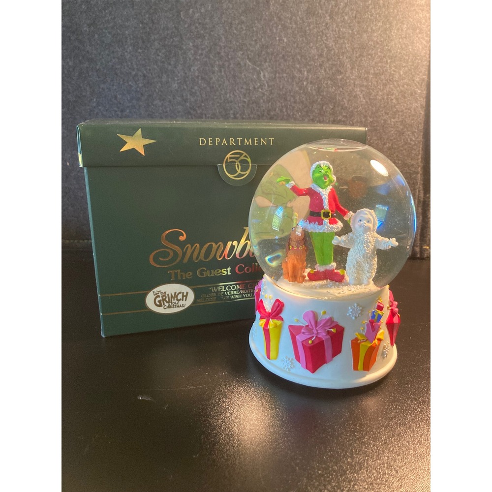Dept 56 Snowbabies The Grinch Musical Snow Globe Welcome Christmas 2001 Boxed